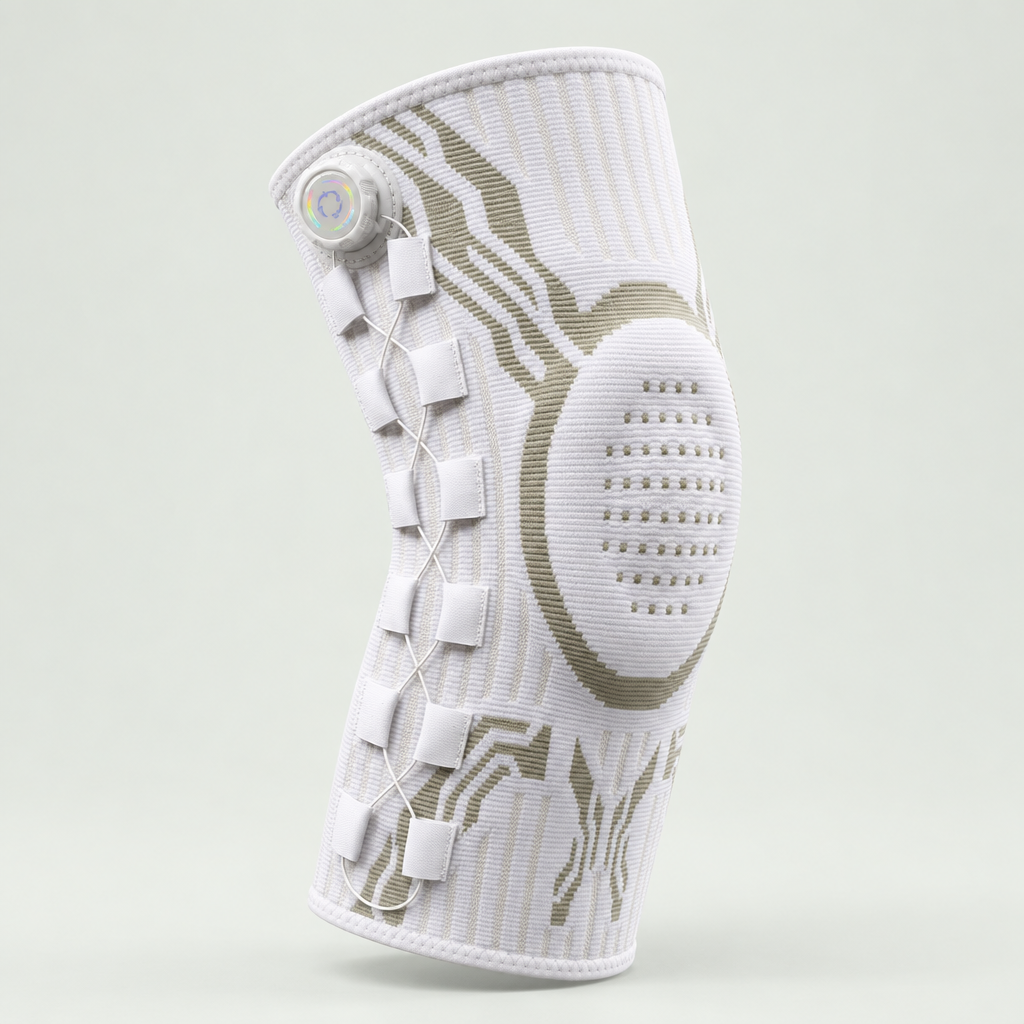 Bomae adjustable knee compression sleeve in white